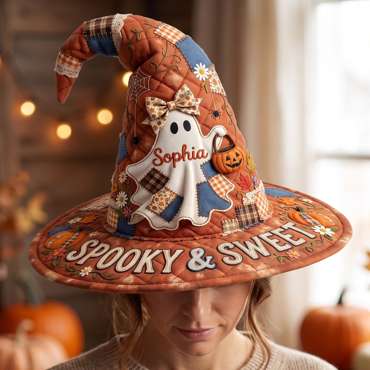 Spooky & Sweet Boo Quilt Witch Hat - Personalized Gifts For Halloween 05toqn120826-Homacus