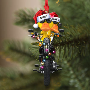 Personalized Gifts For Couple Christmas Ornament Biker Duck Couple 03qhlh0510-Homacus