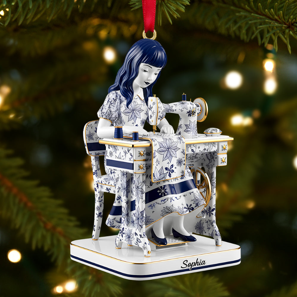 Toile De Jouy Sewing Girl Christmas Ornament Personalized Gifts For Sewing Lovers 05ohtn071125-Homacus