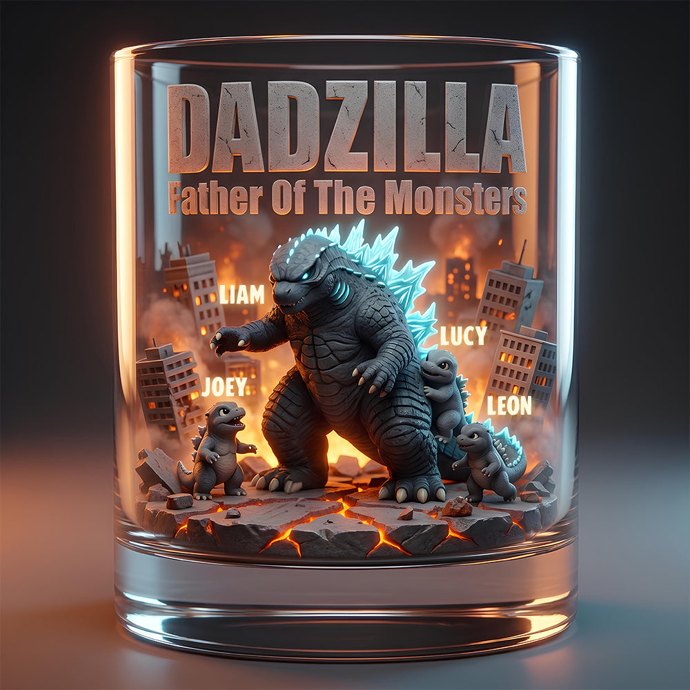 Our Roarsome Dad Round Glass - Personalized Gifts For Dad 02NADT290426-Homacus