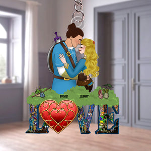 Personalized Gifts For Couple Keychain 03qhtn061224hg Couple Playing Game Together-Homacus