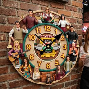 Retro Coffee Shop Squad Wall Clock - Personalized Gifts For Sitcom Lover Wall Clock 02NAMG140326-Homacus