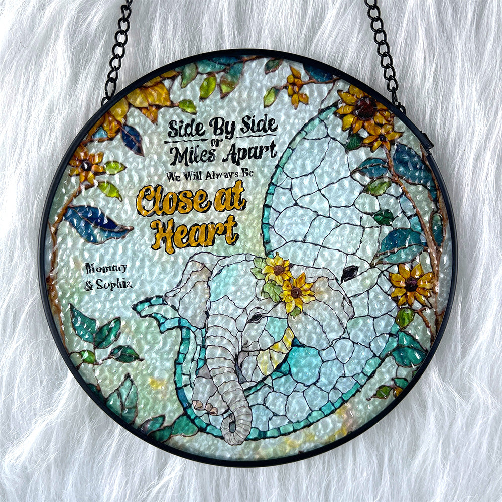 Personalized Gift For Mom Stained Glass, Mom & Baby Elephant Embracing With Trunk 02qhdt080325-Homacus