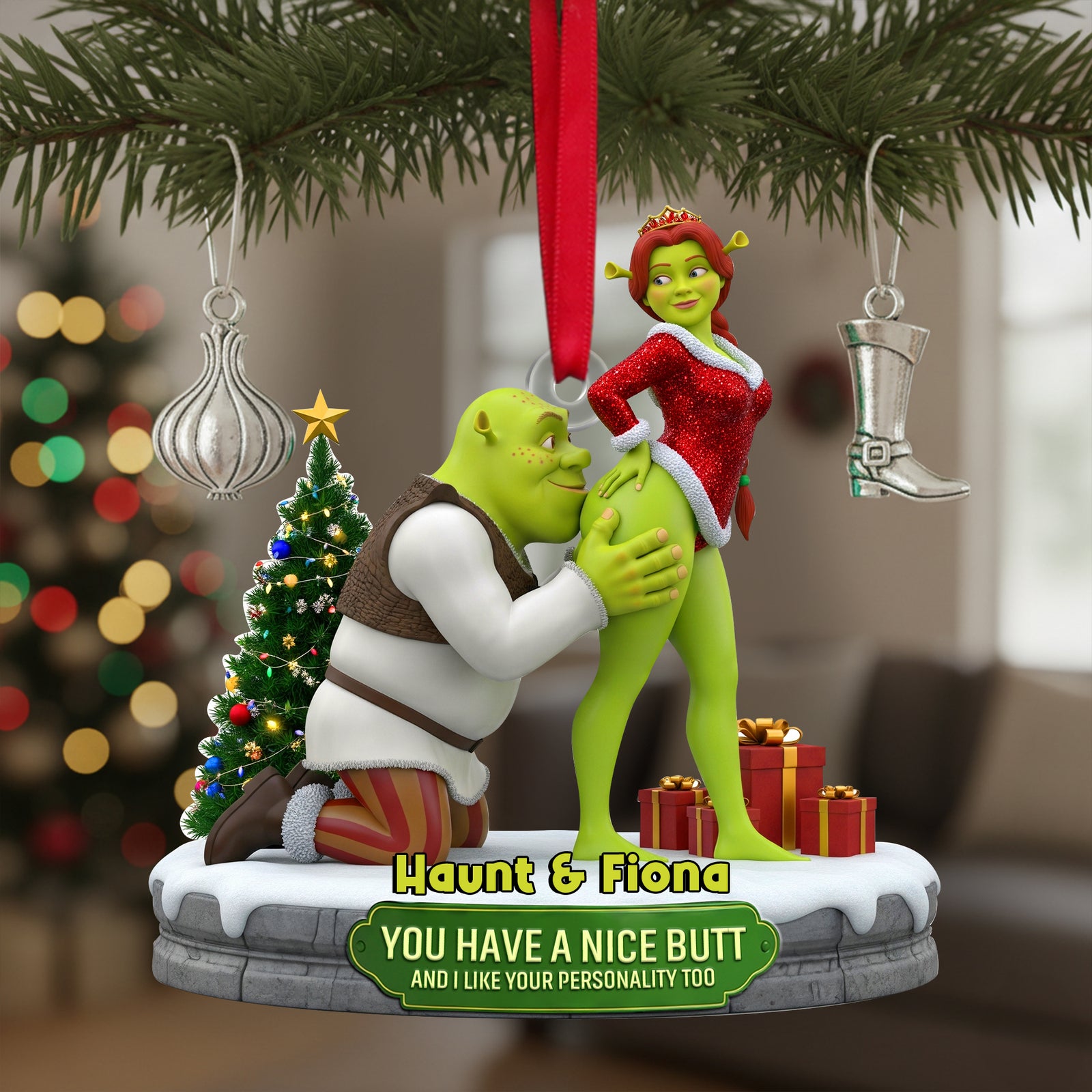 Cheeky Kisses Couple Acrylic Ornament - Personalized Christmas Gifts For Couples 04OHLU300925-Homacus