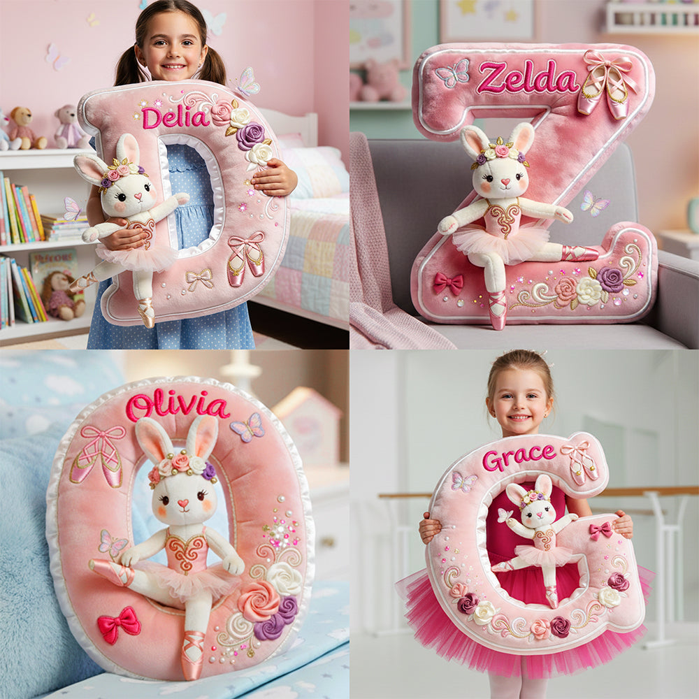 Bunny Ballet Alphabet Pillow - Personalized Gifts For Girls 01nata111225-Homacus