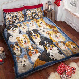 Australian Shepherds Dog Christmas Quilt Bed Set Gifts For Dog Lovers 07HUDT041124-Homacus