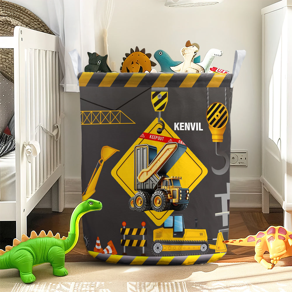 Custom Alphabet Letter Gifts For Kids Construction Truck Laundry Basket 01xqtn141124-Homacus