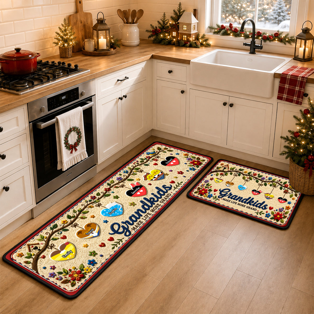 Lovely Hearts Grandkids Runner Rug - Personalized Gifts For Family 04naqn050926-Homacus