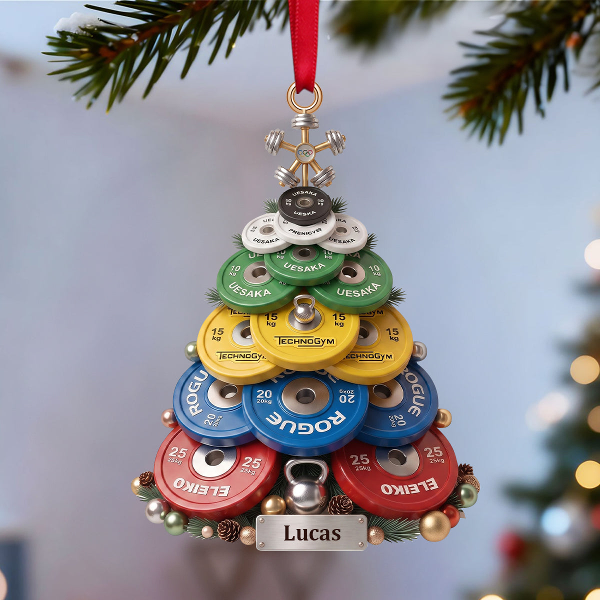 Weight Plate Tree Christmas Ornament, Personalized Gifts For Gymers 05qhtn100826-Homacus