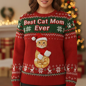 Best Cat Mom Custom Photo Gifts For Cat Lovers Ugly Sweater 03natn171025-Homacus