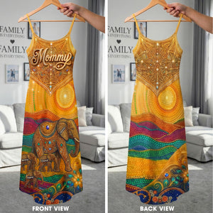 Elephant Mom Suspender Maxi Dress - Personalized Gifts For Mom and Grandma 02huqn190326-Homacus