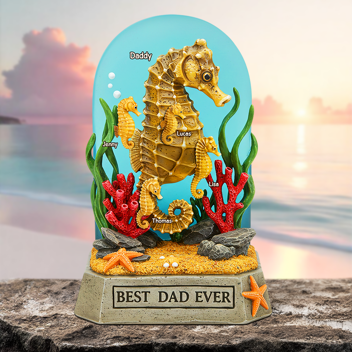 Seahorse Dad Plaque - Personalized Gifts For Dad 02qhpu100525-Homacus