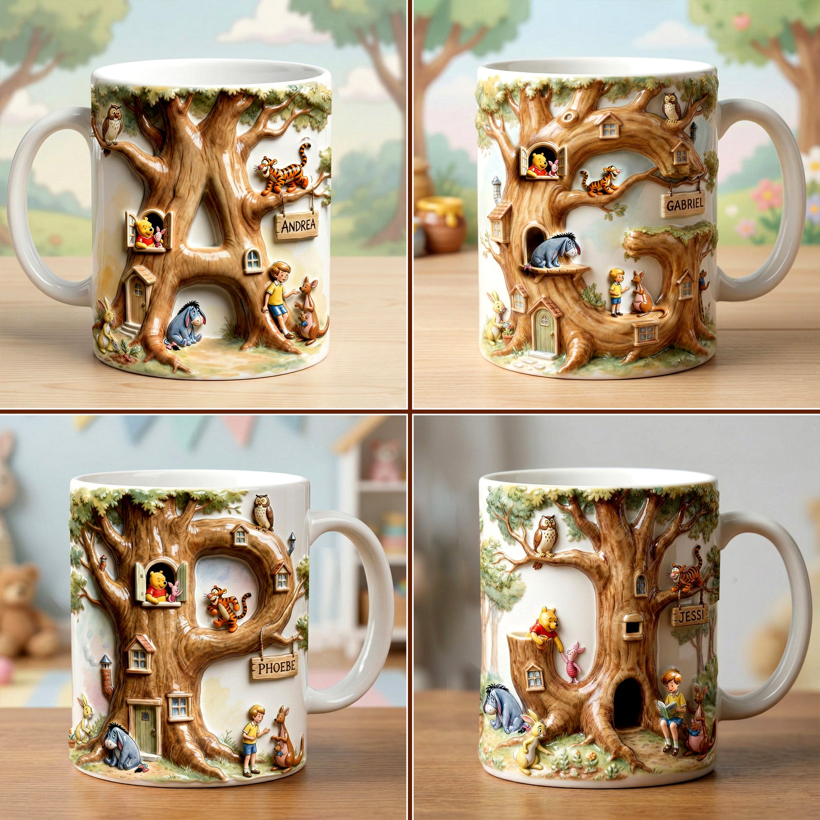 Cute Tree House Alphabet Initial Letter Coffee Mug - Personalized Gifts 03QHLU150126-Homacus