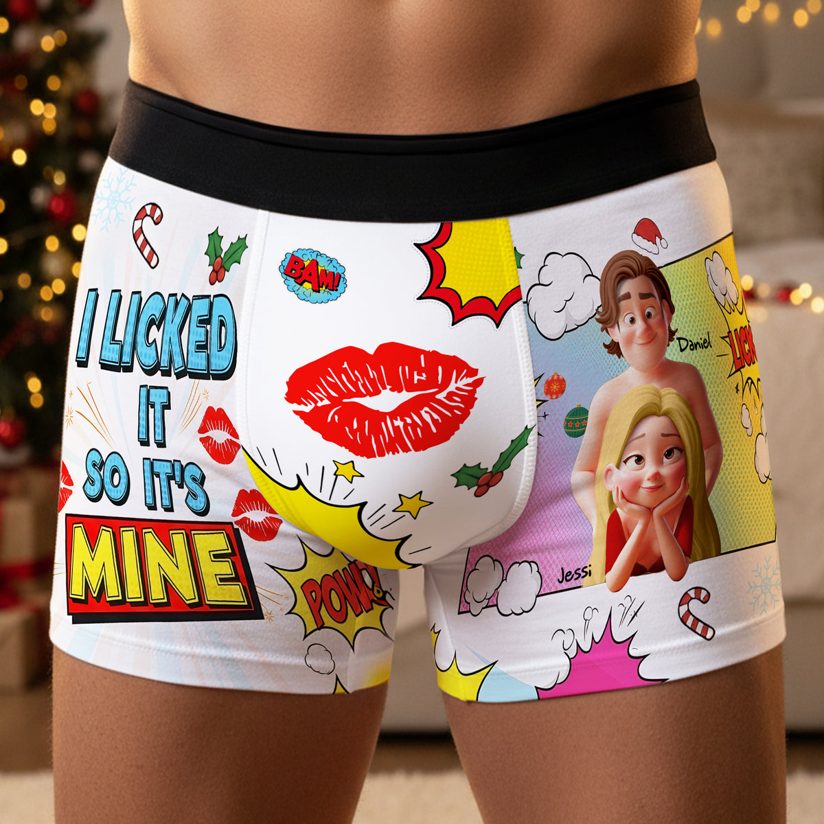 Flirty Couple Men's Boxers - Personalized Christmas Gifts For Him 04TGLU060925-Homacus