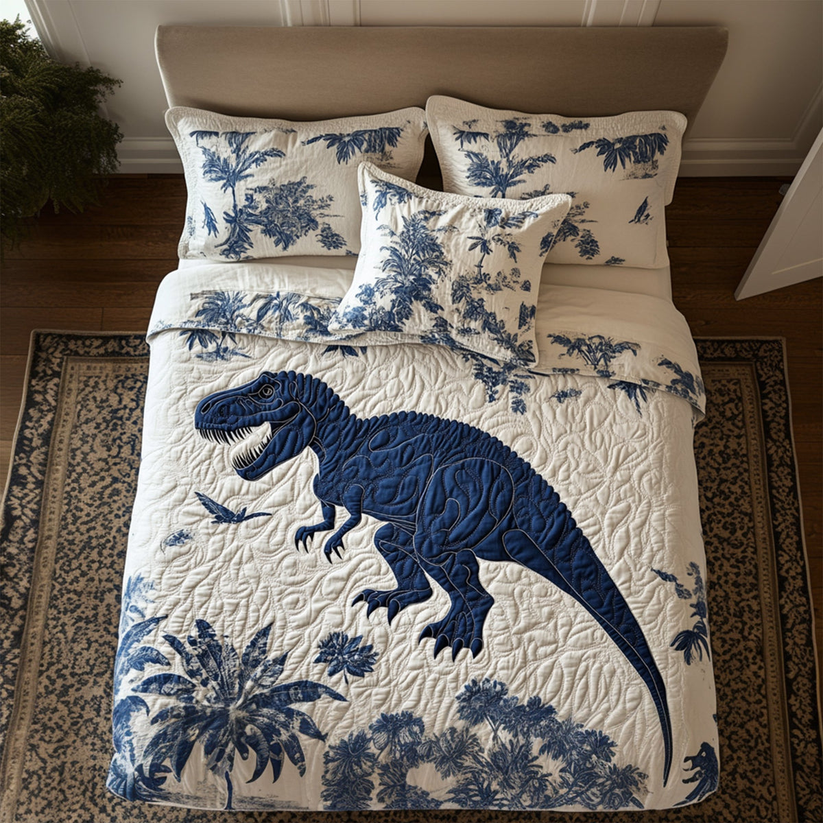 Roaring T-rex Quilt Bed Set Special Line - Gift For Dinosaur Lovers 01TGLU120725-Homacus