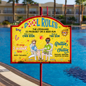 Personalized Gifts For Couples Metal Sign Pool Rules 01XQLU110225PA-Homacus