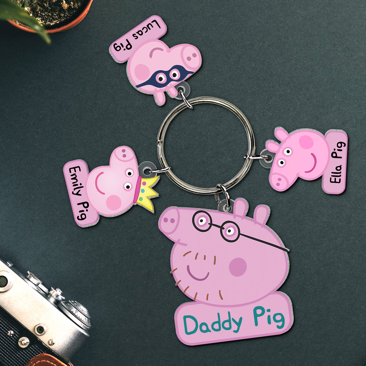 Personalized Gifts For Dad Keychain With Pig Charms 01NATN110424-Homacus