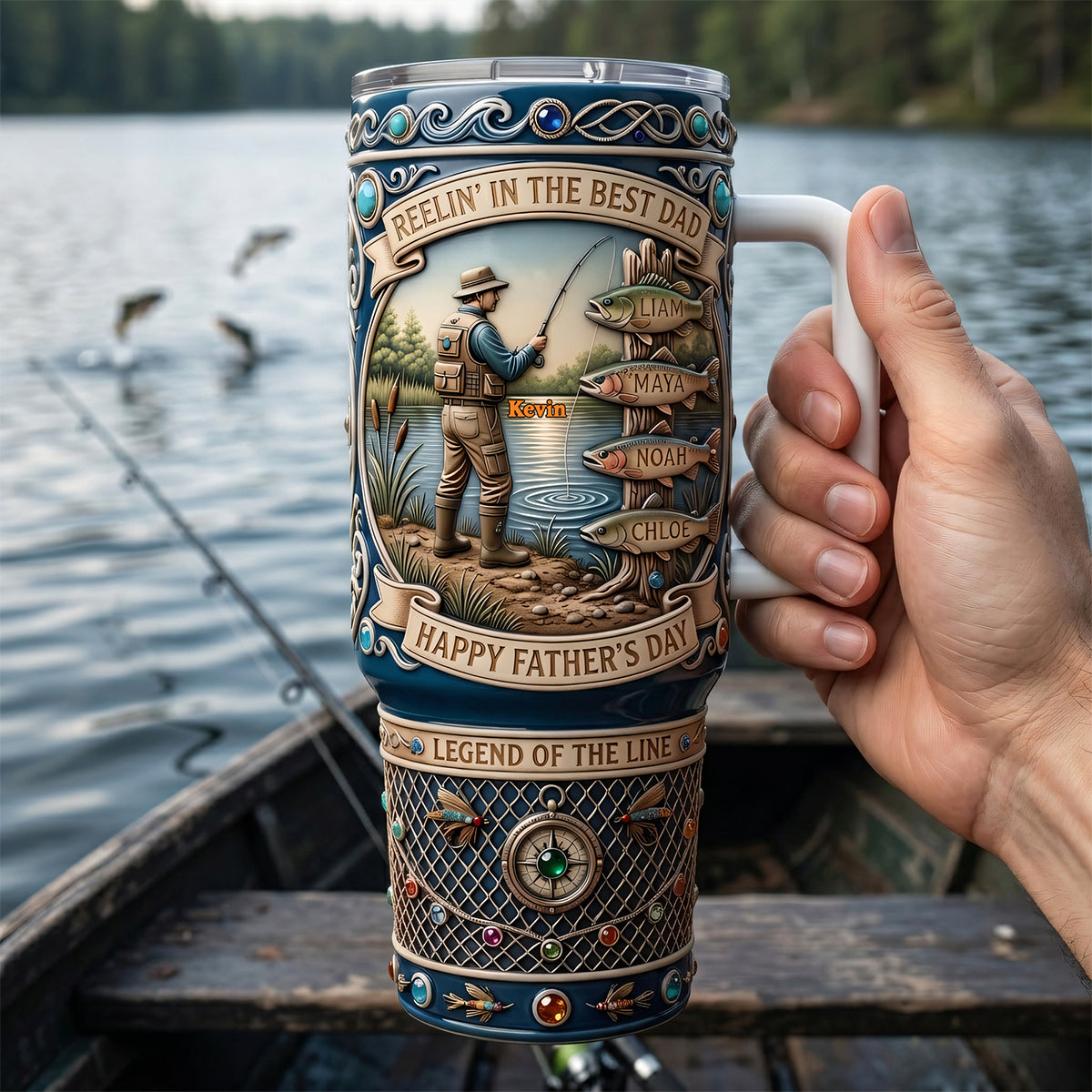 Reelin' In The Best Dad Tumbler - Personalized Gifts For Dad 01tyta240426-Homacus