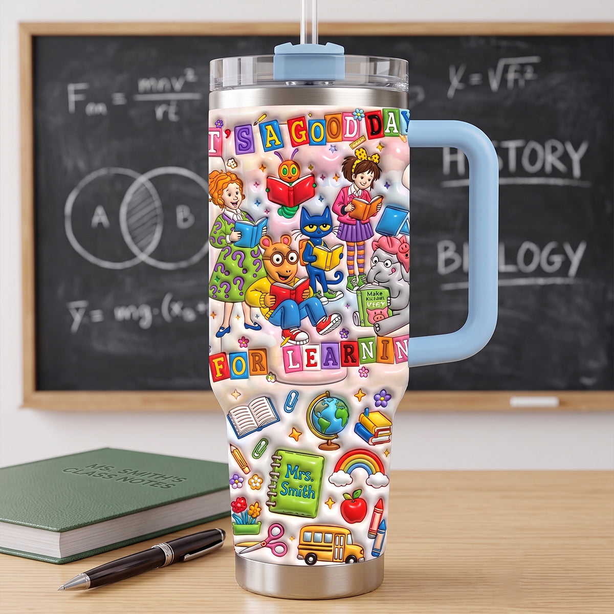 Vibrant & Joyful Class 40oz Tumbler With Handle, Personalized Gifts For Teacher 04qhtn220726-Homacus