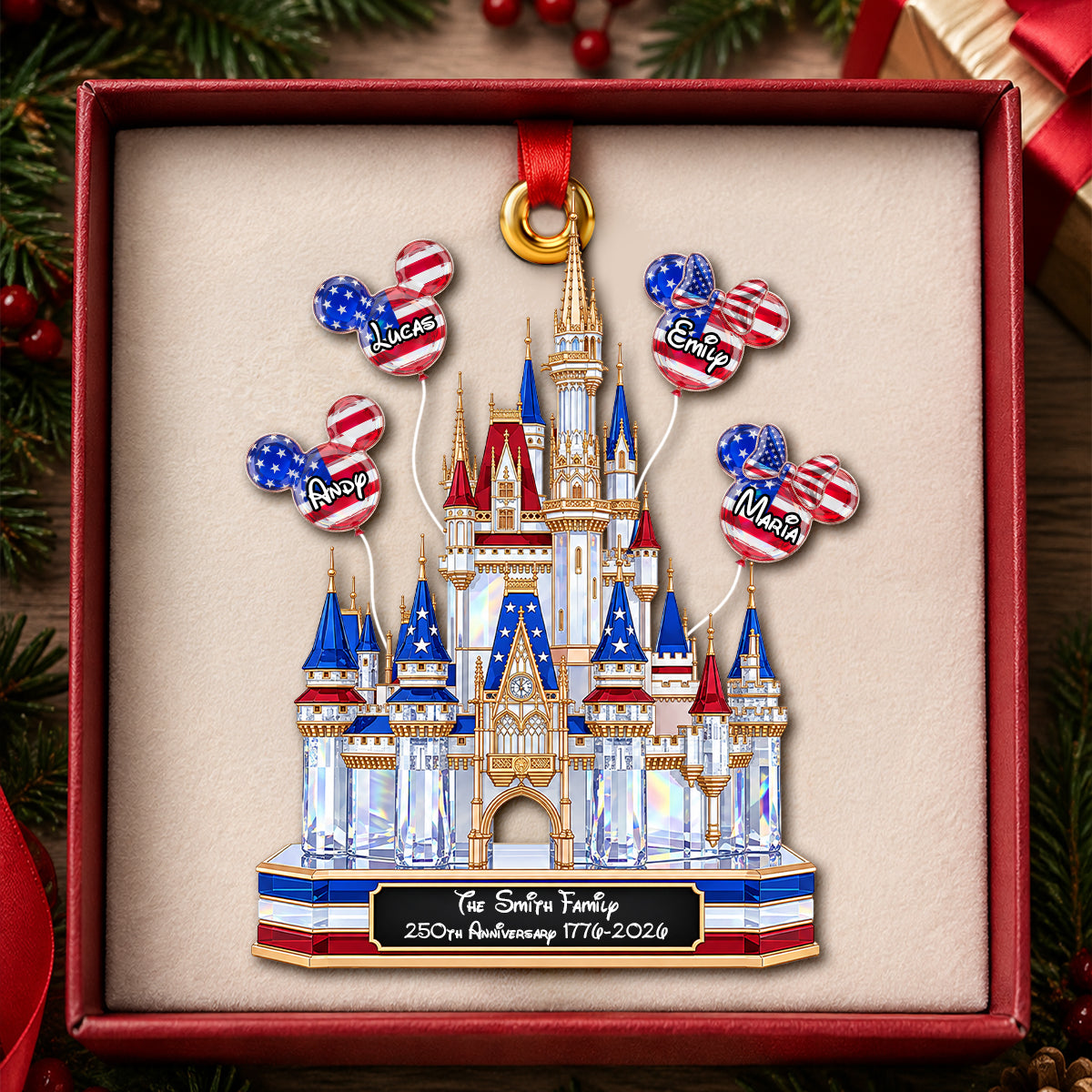 Enchanted Castle Acrylic Ornament - Personalized 250th Anniversary Gift For Family 05OHDH240826