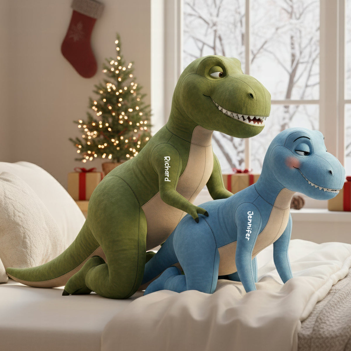 Naughty Dinosaur Couple Pillow - Personalized Gifts For Couple 05ohqn131125-Homacus
