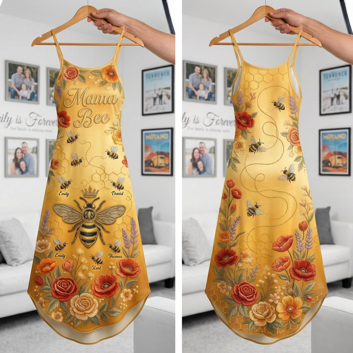 Cute Little Bee Suspender Maxi Dress - Personalized Gift For Grandma/ Mom 01PAQN200326-Homacus
