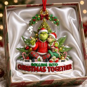 Rolling Into Christmas Together Acrylic Ornament - Personalized Gift For Couples 06TODH150926-Homacus