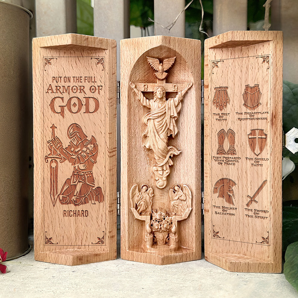 Personalized Gifts For Christian Wooden Cylinder Sculpture of Jesus Christ 01TOQN040225-Homacus