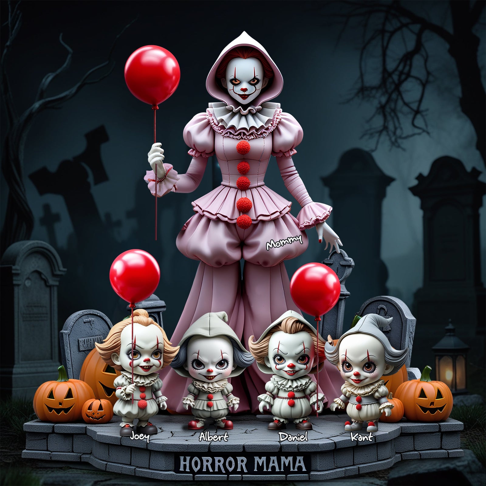 Personalized Gift For Mom Acrylic Plaque- Horror Mama & Her Little Ones 03QHLU120425-Homacus