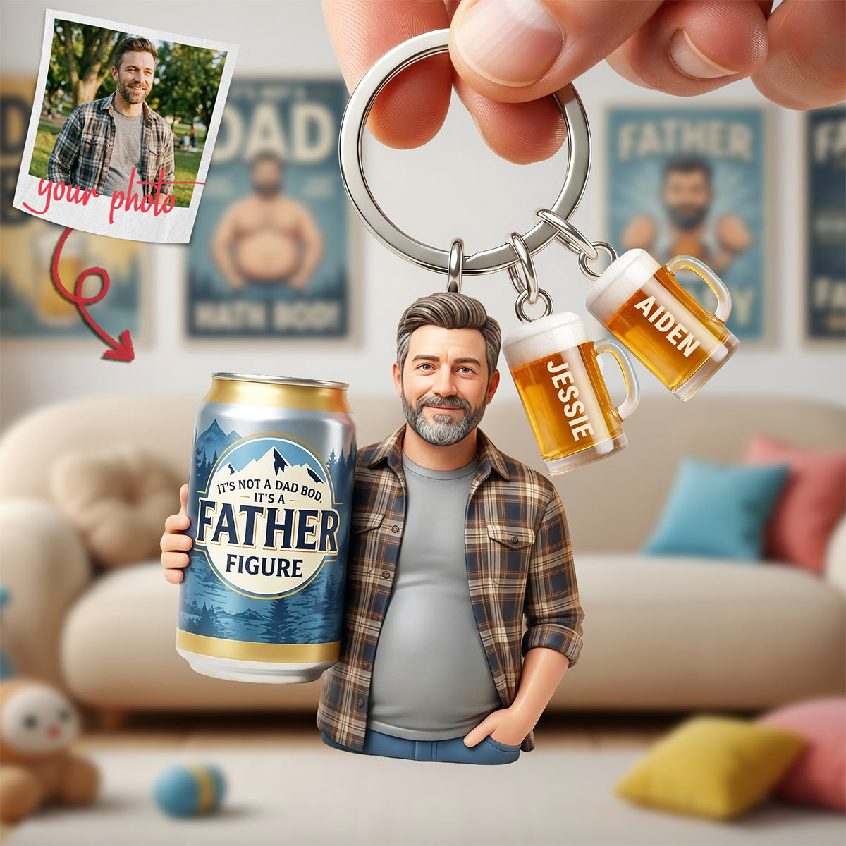 Dad Beer Acrylic Tag Keychain - Custom Photo Gifts For Dads 02nata080526-Homacus