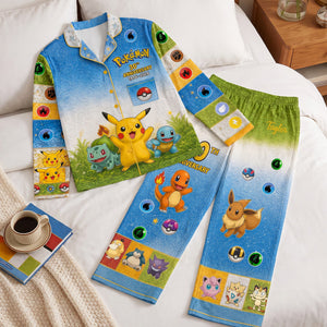 Pocker Creature Button Up Pajama Set, Personalized Gifts 03QHDH260826
