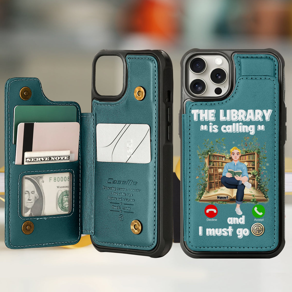 Personalized Gift For Book Lovers Leather Flip Wallet Phone Case The Library Is Calling 04TGLU270225PA-Homacus