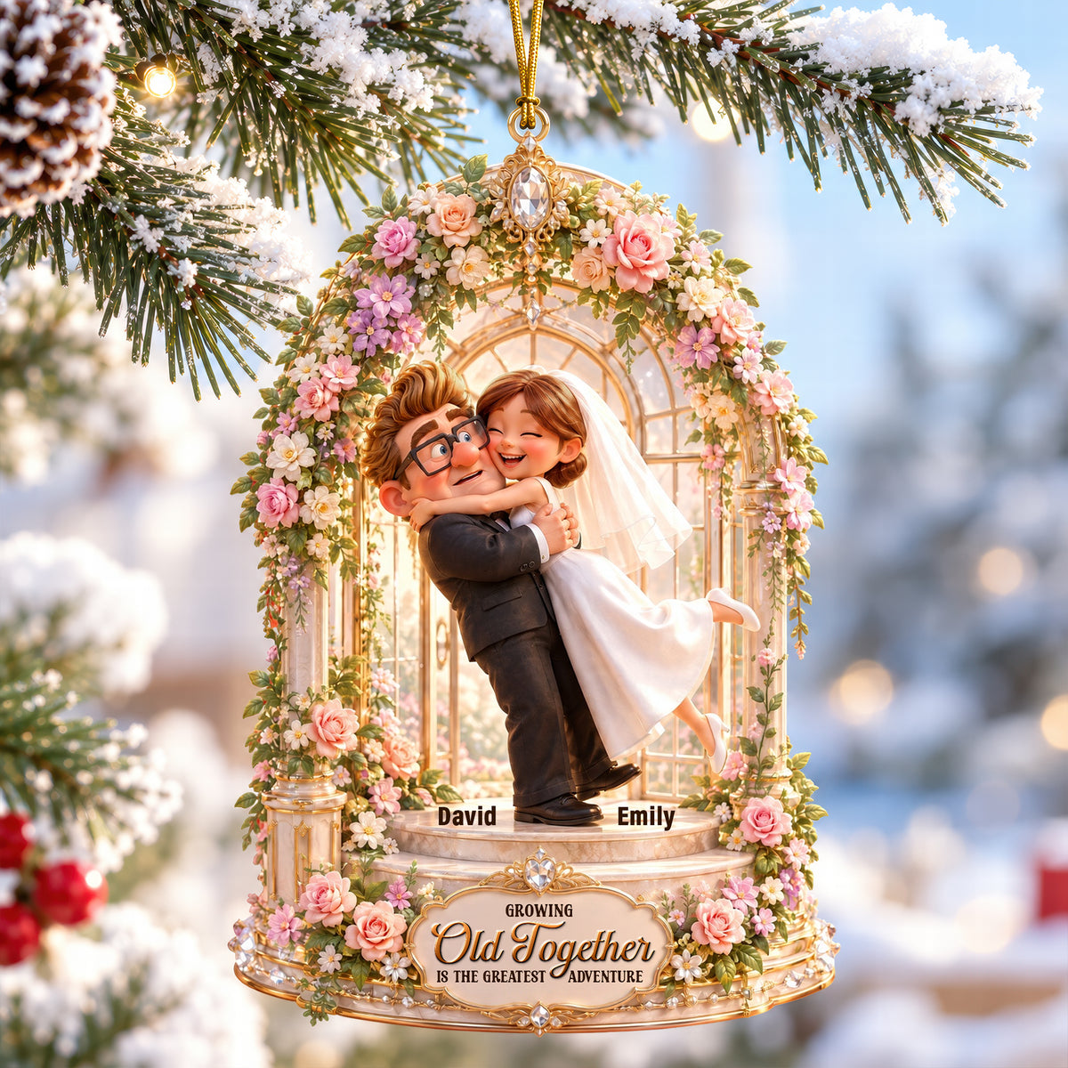 Hugging Couple Ornament - Personalized Gifts For Couple Christmas Ornament 06TTQN180926-Homacus