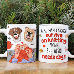 Personalized Gifts For Knitting Dog Lady Coffee Mug, Cute Inflated Effect 02qhpu060924-Homacus