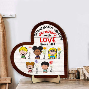 Personalized Gifts For Grandma, Mom Wood Sign 2 Layer Cartoon Kids 01XQMH180125HH-Homacus