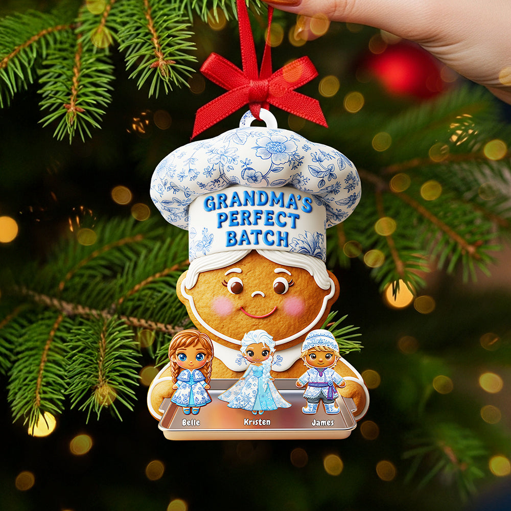 Grandma's Gingerbread Toile de Jouy Ornament - Personalized Gifts For Grandma Christmas Ornament 02PGTA170925-Homacus