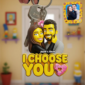 I Choose You Couple Keychain - Custom Photo Gifts For Couple Keychain 02HUTA230126-Homacus