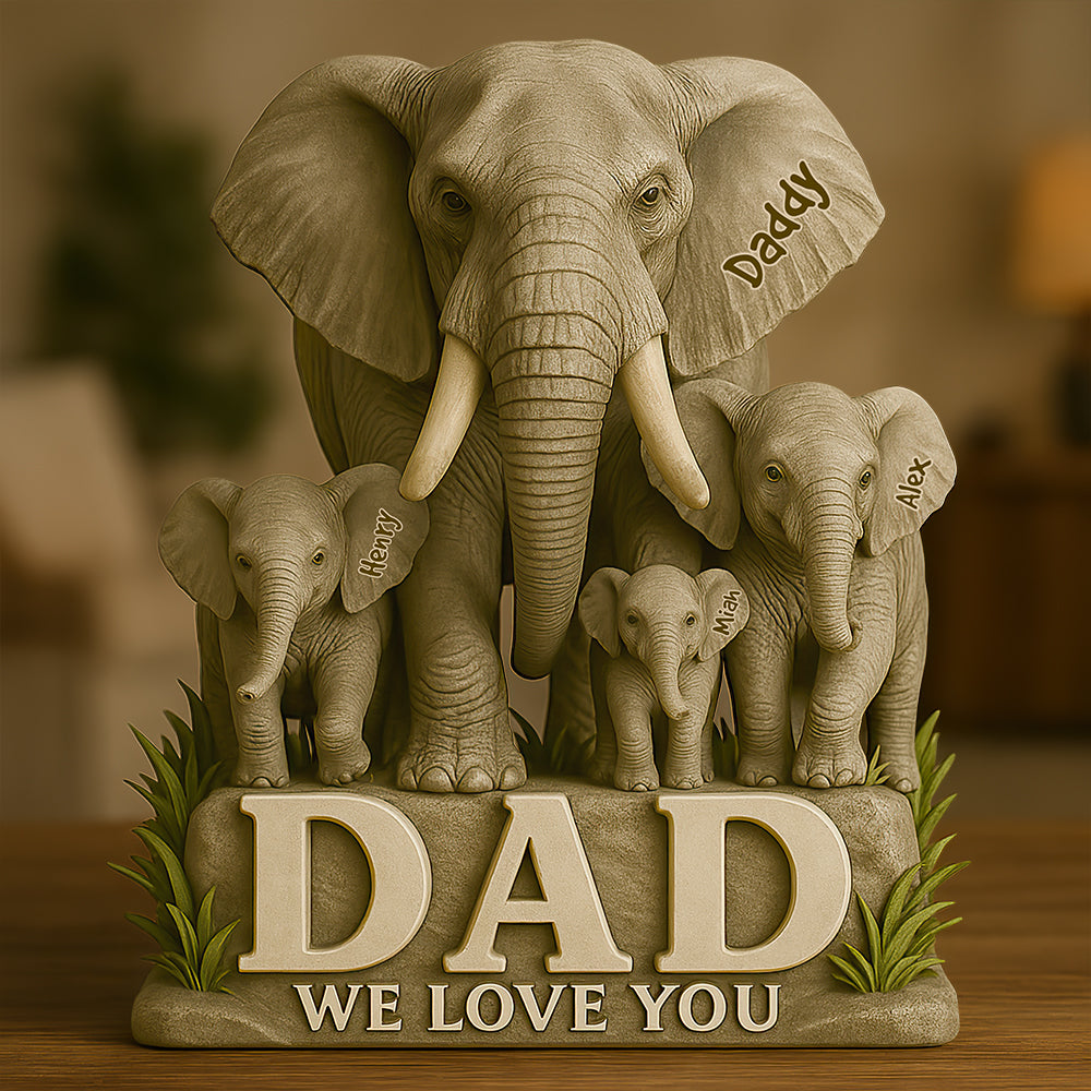 Elephant Dad We Love You Acrylic Plaque Personalized Gifts For Dad 02HUDT150525-Homacus