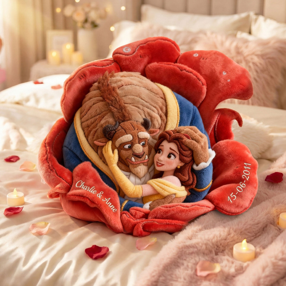 Blooming Love Shaped Pillow - Personalized Gifts For Couple 02QHLU221225-Homacus