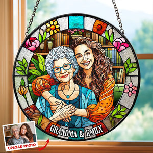 Custom Photo Gifts For Grandma Stained Glass Grandma Sunflower 04DTDT050325-Homacus