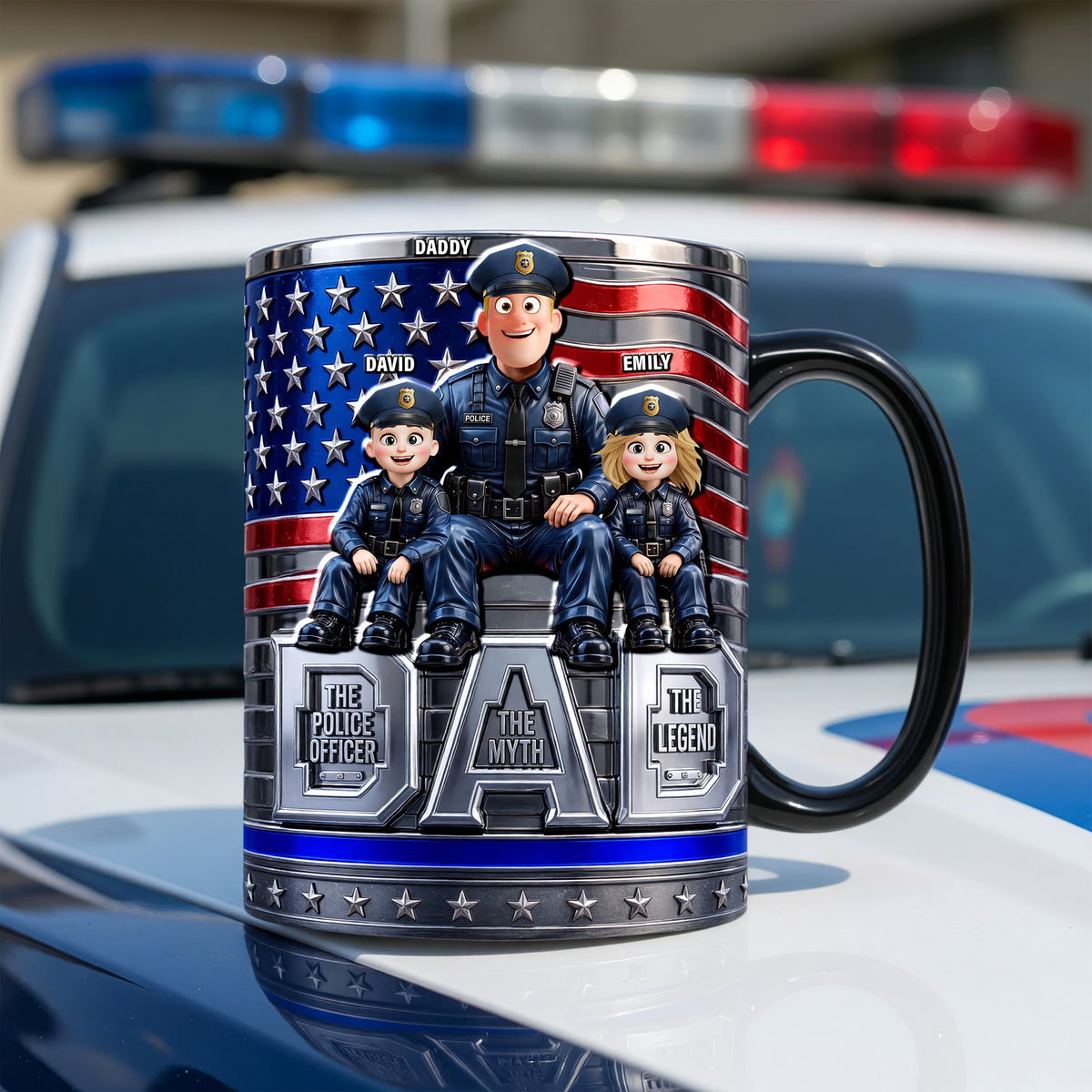 American Police Dad Magic Mug - Personalized Gifts For Police Officer, Sheriff, Captain Dad 05qhqn220526-Homacus