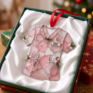 Sea Glass-Style Nurse Scrub Christmas Ornament - Personalized Christmas Gift For Nurse 01pgtn141026-Homacus