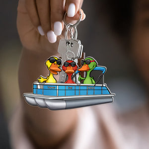 Personalized Gifts For Pontoon Lovers Keychain, Pontoon Duck Jolly Holiday 011qhqn310823-Homacus