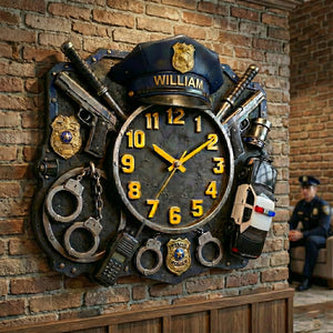 Police Hanging Wall Clock - Personalized Gifts For Police Officer 03tglu291225-Homacus