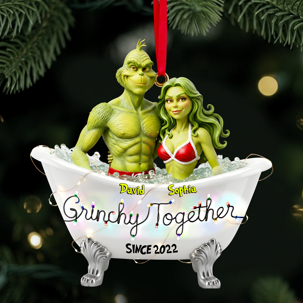 Bathtub Couple Together Ornament - Personalized Gift For Couples 02TOLU231025-Homacus