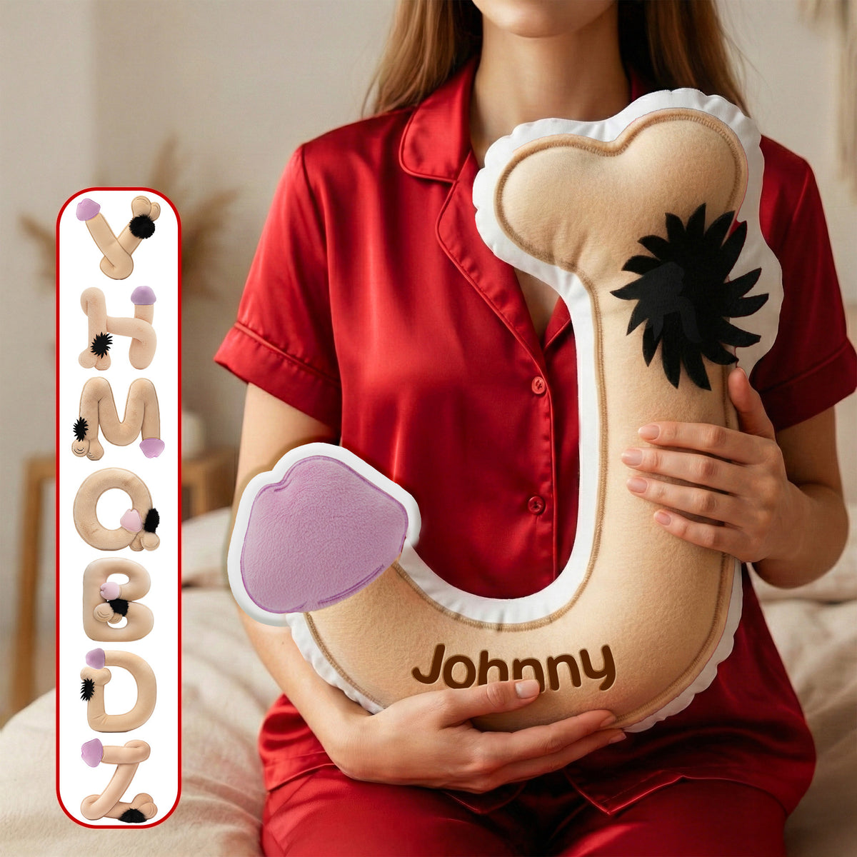 Naughty Initial Letter Custom Shaped Pillow - Personalized Gifts 01humg271225-Homacus