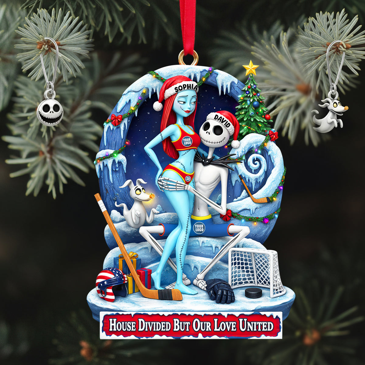 Couple's Hearts United Ornament - Personalized Gift For Couples 03HULU290925-Homacus