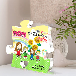 Personalized Gifts For Mom Shaped Acrylic Plaque Mom & Little Ones Holding Hand 02XQLU200125HH-Homacus