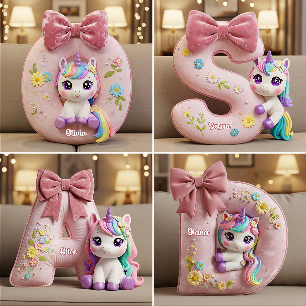 Unicorn Custom Shape Pillow Personalized Gifts For Kid 05PGDT171125-Homacus