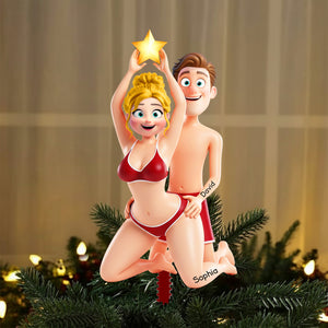 Funny Couple Christmas Tree Topper Personalized Gifts 07OHLU241125-Homacus